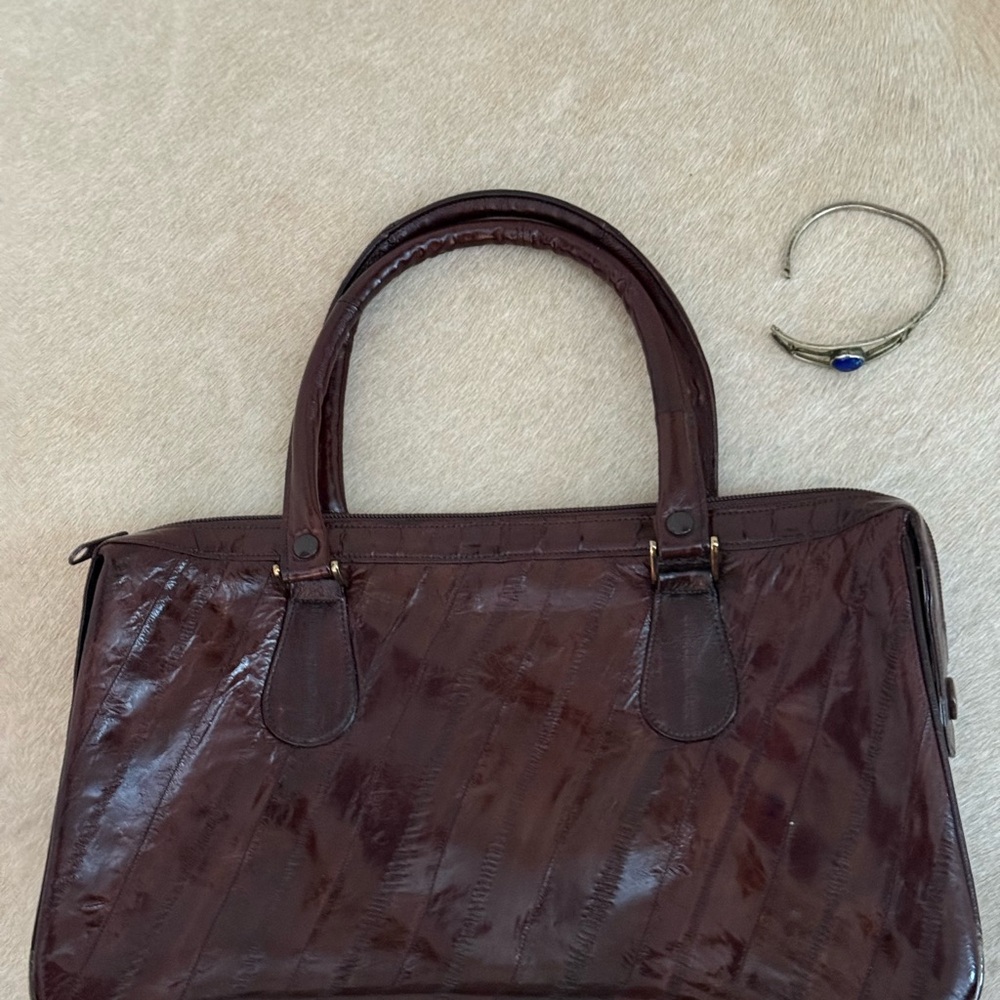 Quiet luxury Brown eel skin vintage Handbag - Picture 4 of 9